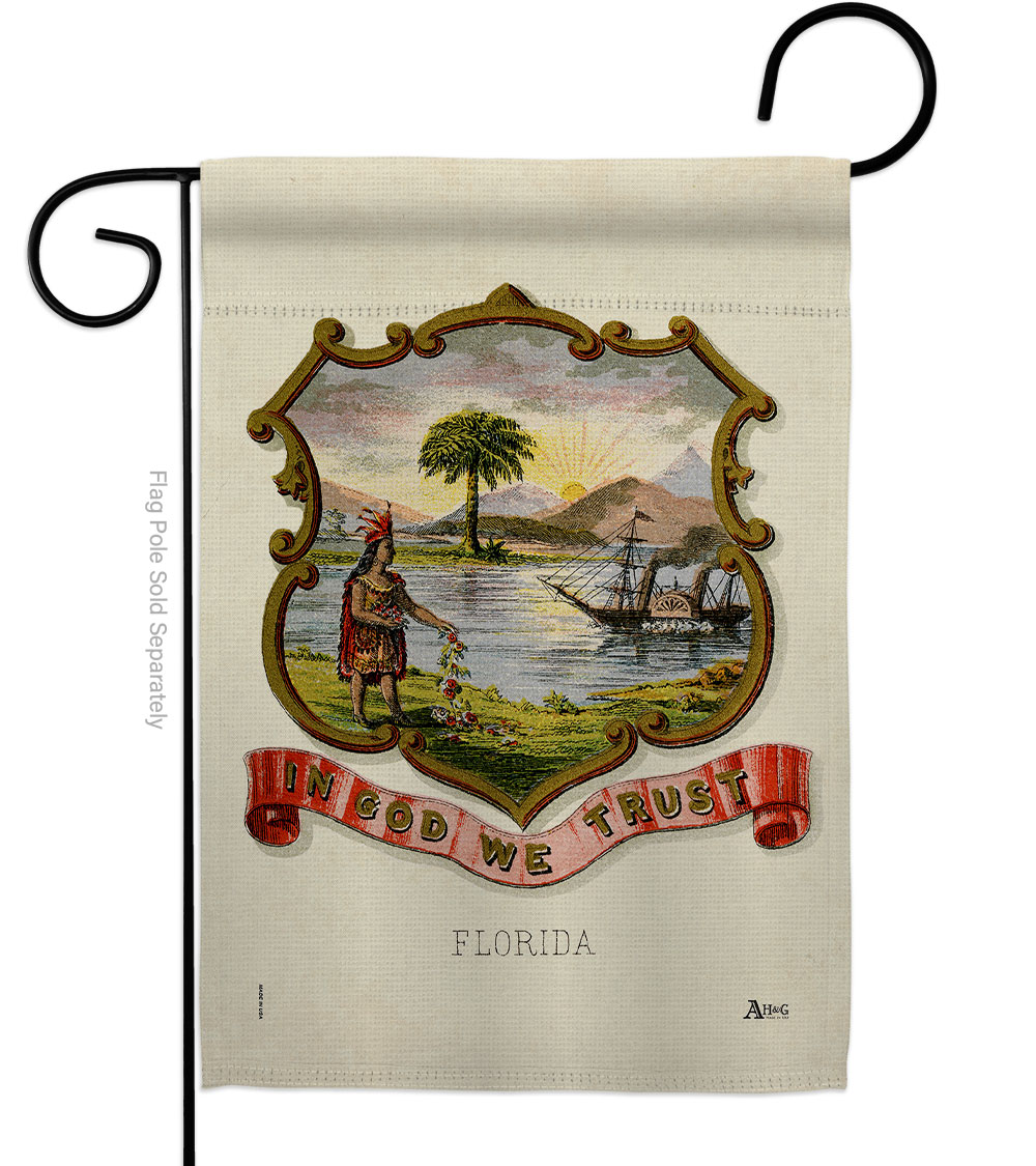 Picture of Americana Home & Garden G141217-BO 13 x 18.5 in. Coat of Arms Florida Garden Flag with Americana States Double-Sided Decorative Vertical House Banner Yard Gift