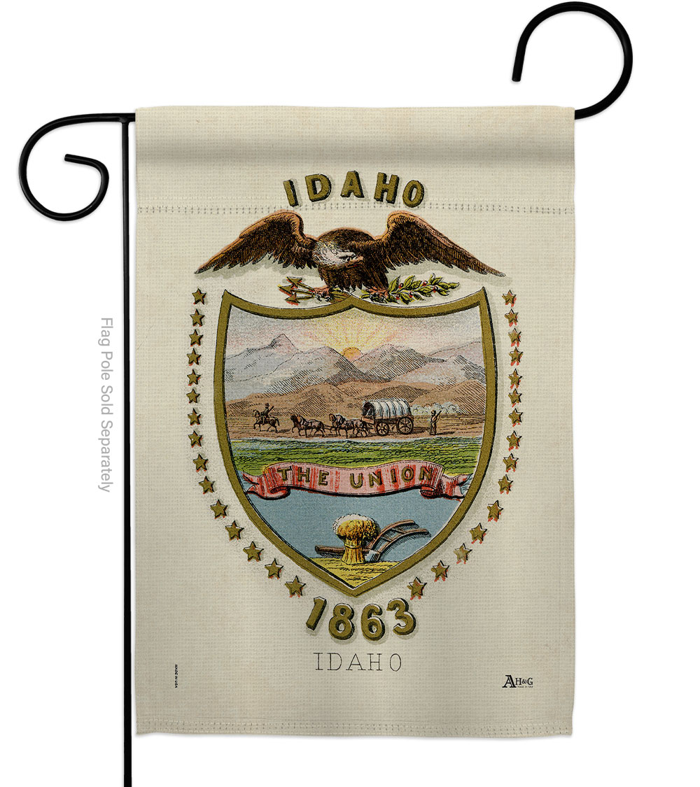 Picture of Americana Home & Garden G141219-BO 13 x 18.5 in. Coat of Arms Idaho Garden Flag with Americana States Double-Sided Decorative Vertical House Banner Yard Gift