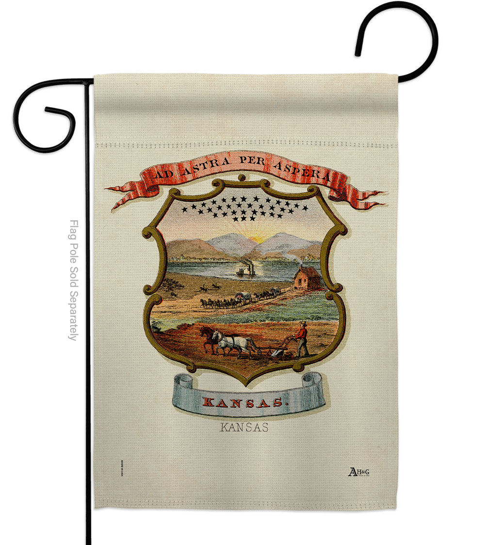 Picture of Americana Home & Garden G141223-BO 13 x 18.5 in. Coat of Arms Kansas Garden Flag with Americana States Double-Sided Decorative Vertical House Banner Yard Gift