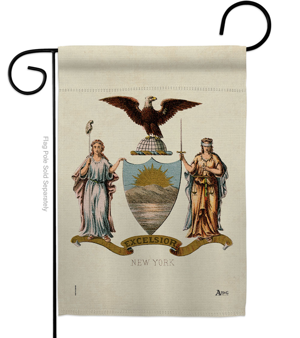 Picture of Americana Home & Garden G141239-BO 13 x 18.5 in. Coat of Arms New York Garden Flag with Americana States Double-Sided Decorative Vertical House Banner Yard Gift