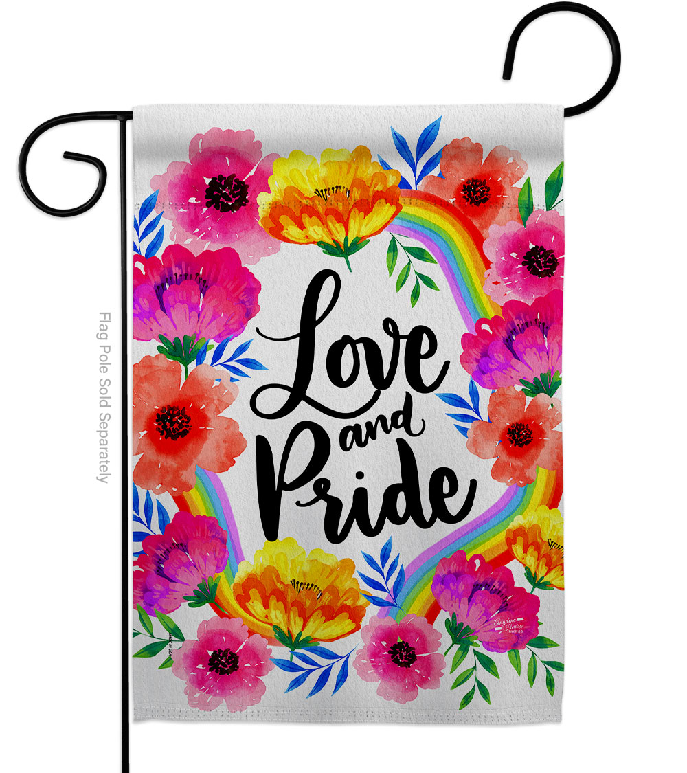 13 x 18.5 in. Love & Pride Garden Flag with Support Double-Sided Decorative Vertical House Banner Yard Gift