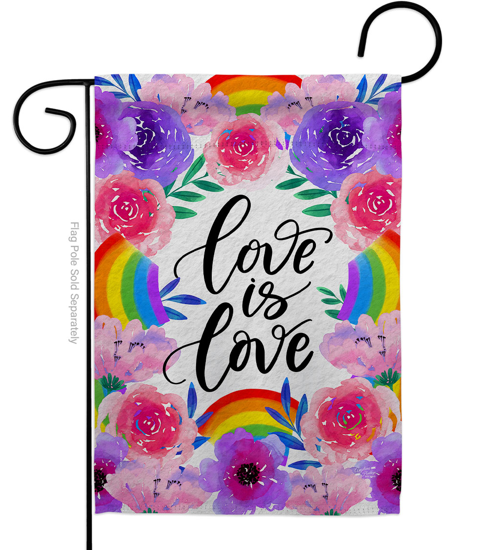 G130370-BO 13 x 18.5 in. Joyful Love Is Garden Flag with Support Pride Double-Sided Decorative Vertical House Banner Yard Gift