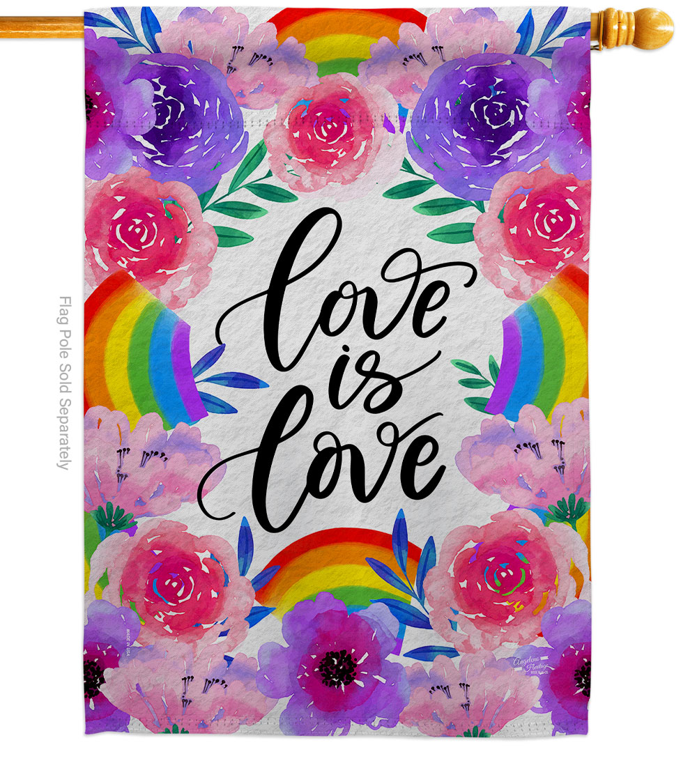 28 x 40 in. Joyful Love Is House Flag with Support Pride Double-Sided Decorative Vertical Banner Garden Yard Gift