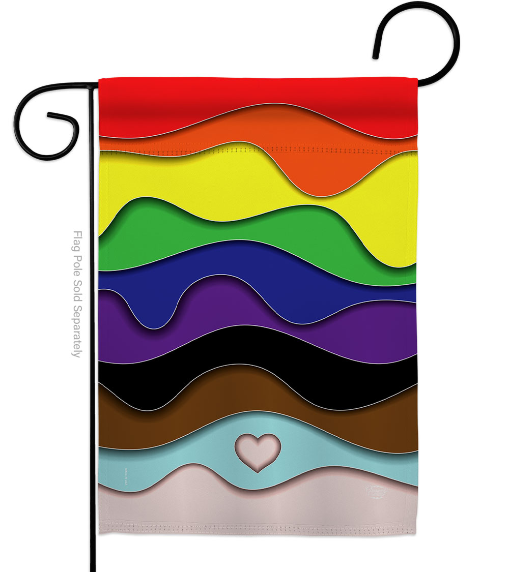 13 x 18.5 in. Pride Garden Flag with Support Double-Sided Decorative Vertical House Banner Yard Gift