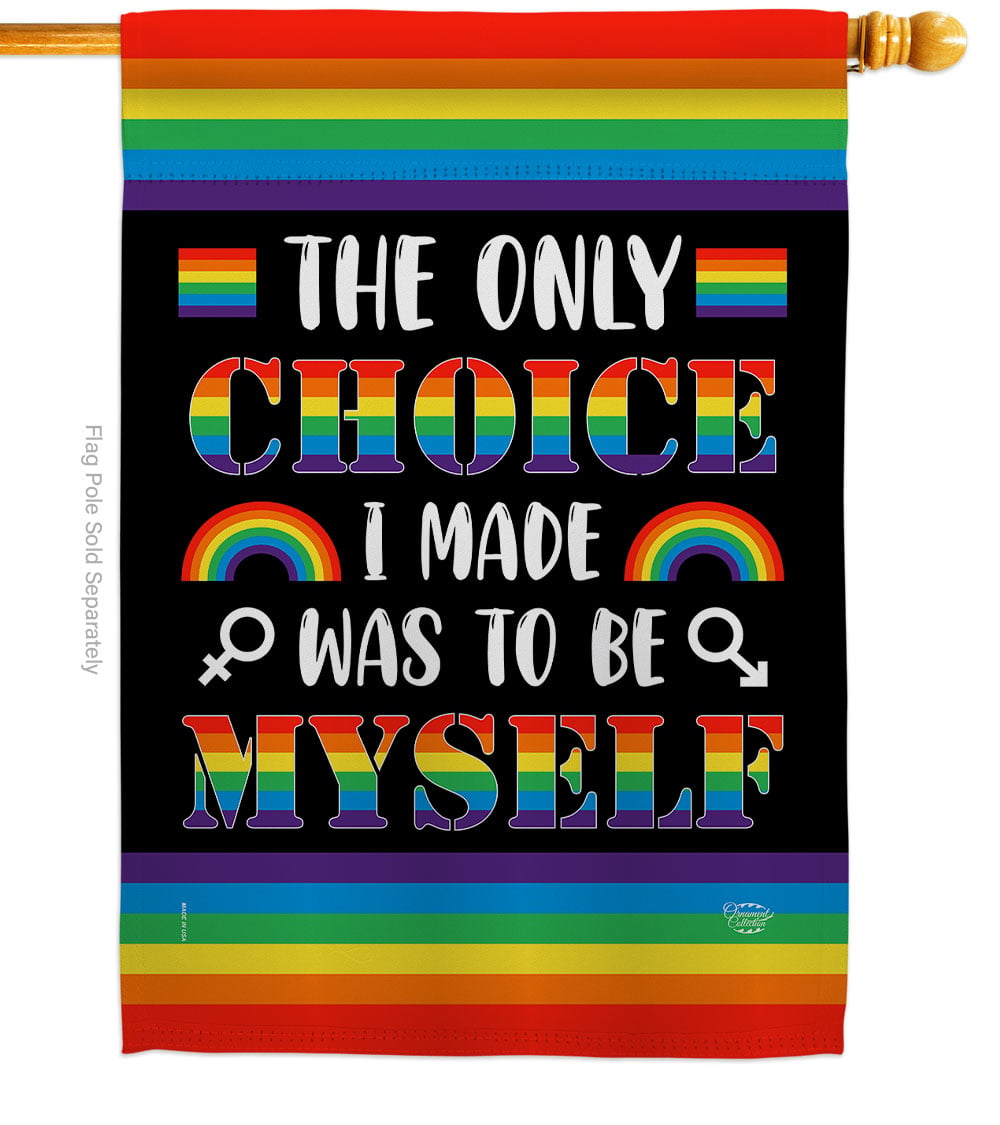 28 x 40 in. Choice Myself House Flag with Support Pride Double-Sided Decorative Vertical Banner Garden Yard Gift