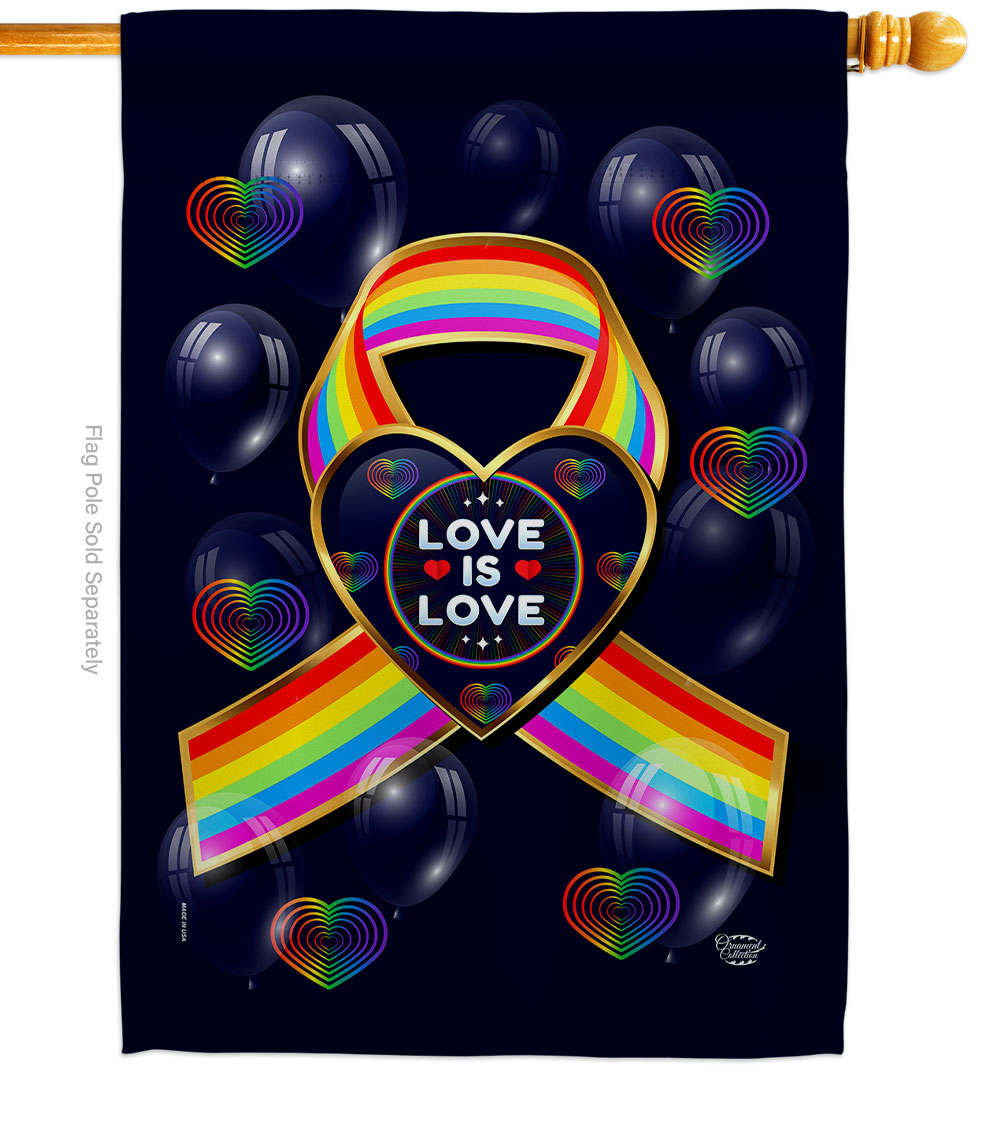 28 x 40 in. My Love Is House Flag with Support Pride Double-Sided Decorative Vertical Banner Garden Yard Gift