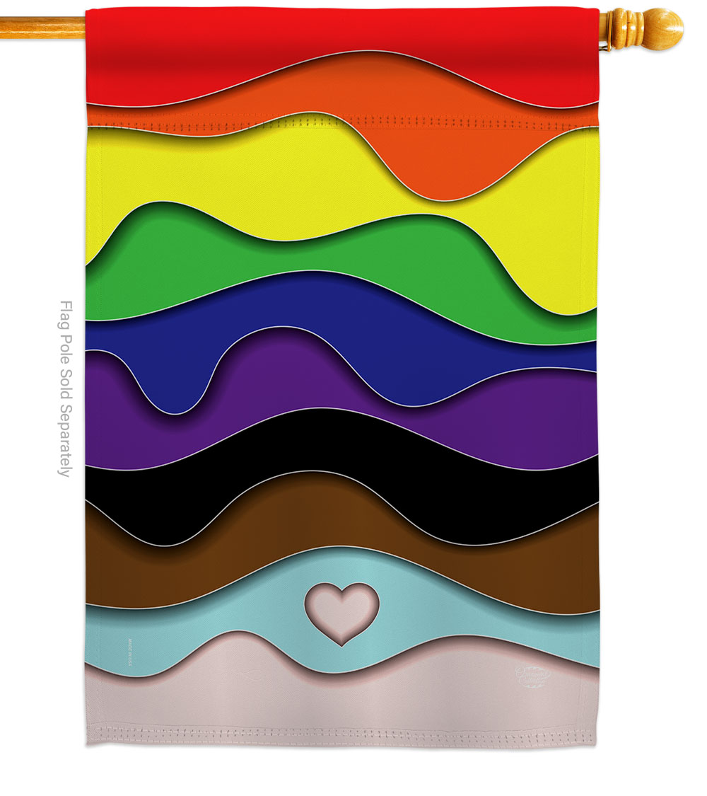 28 x 40 in. Pride House Flag with Support Double-Sided Decorative Vertical Banner Garden Yard Gift