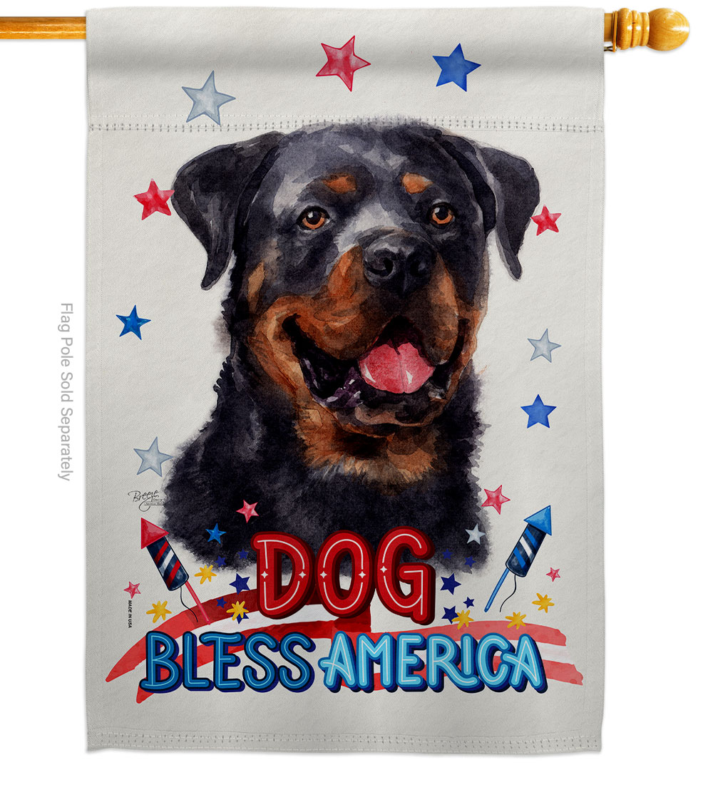 Patriotic Rottweiler Animals Dog 28 x 40 in. Double-Sided Decorative Vertical House Flag for Decoration Banner Garden Yard Gift