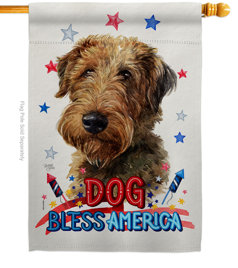 Patriotic Welsh Terrier Animals Dog 28 x 40 in. Double-Sided Decorative Vertical House Flag for Decoration Banner Garden Yard Gift