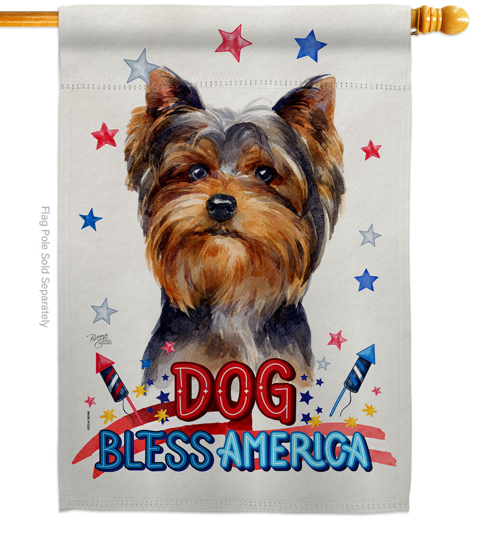 Patriotic Torkshire Terrier Animals Dog 28 x 40 in. Double-Sided Decorative Vertical House Flag for Decoration Banner Garden Yard Gift