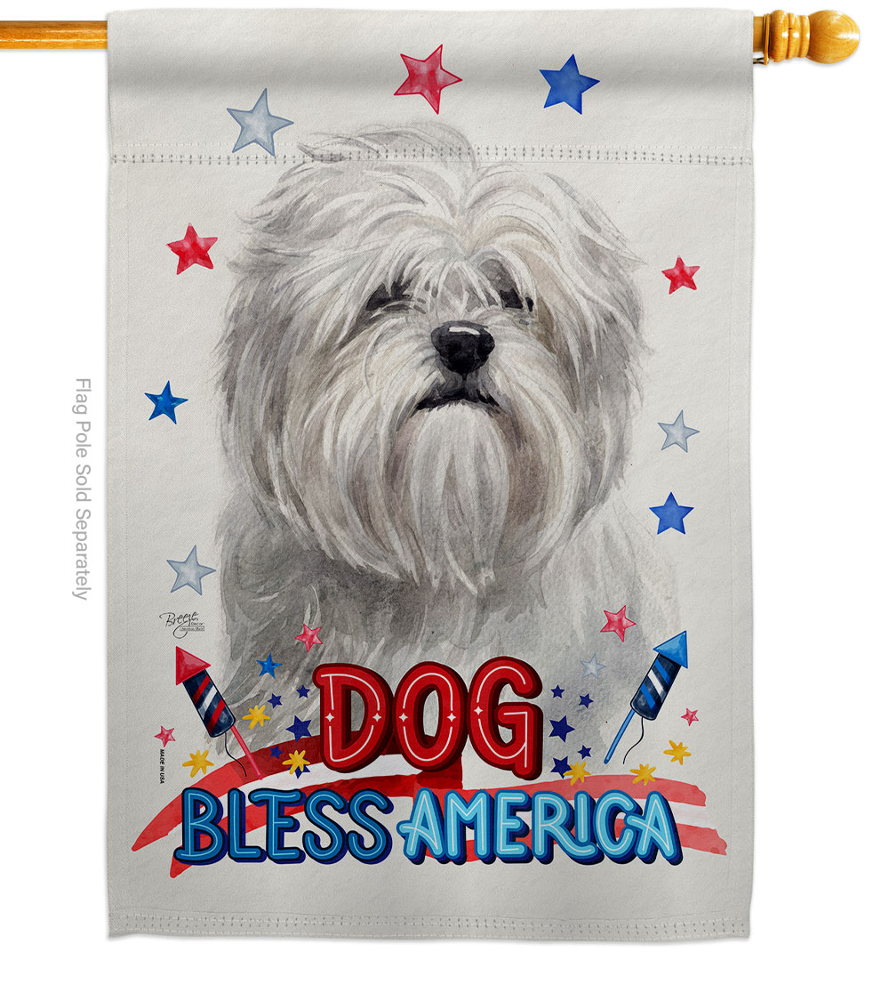 Patriotic Lhasa Apso Animals Dog 28 x 40 in. Double-Sided Decorative Vertical House Flag for Decoration Banner Garden Yard Gift