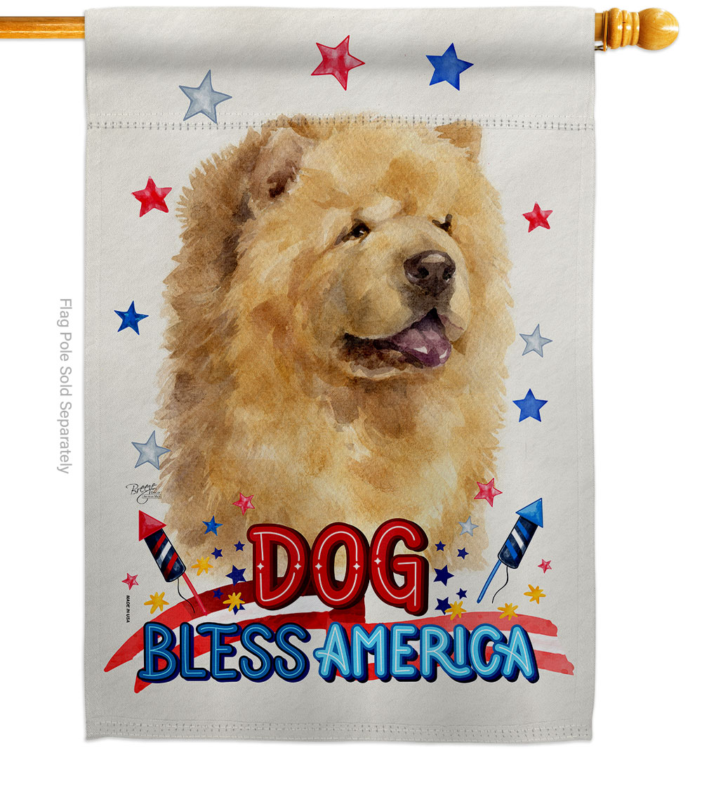 Patriotic Cream Chow Animals Dog 28 x 40 in. Double-Sided Decorative Vertical House Flag for Decoration Banner Garden Yard Gift
