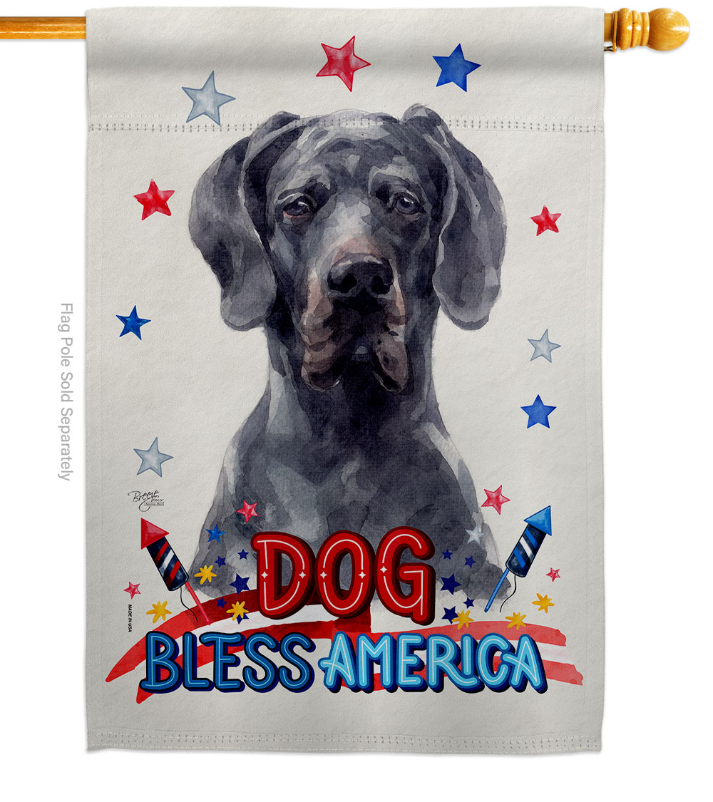 Patriotic Black Great Dane Animals Dog 28 x 40 in. Double-Sided Decorative Vertical House Flag for Decoration Banner Garden Yard Gift