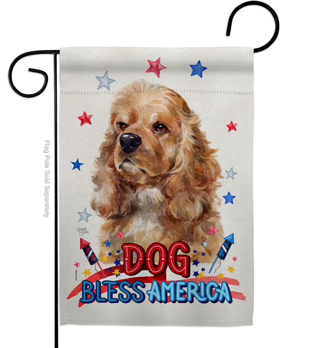 Patriotic Cocker Spaniel Animals Dog 13 x 18.5 in. Double-Sided Decorative Vertical Garden Flags for House Decoration Banner Yard Gift