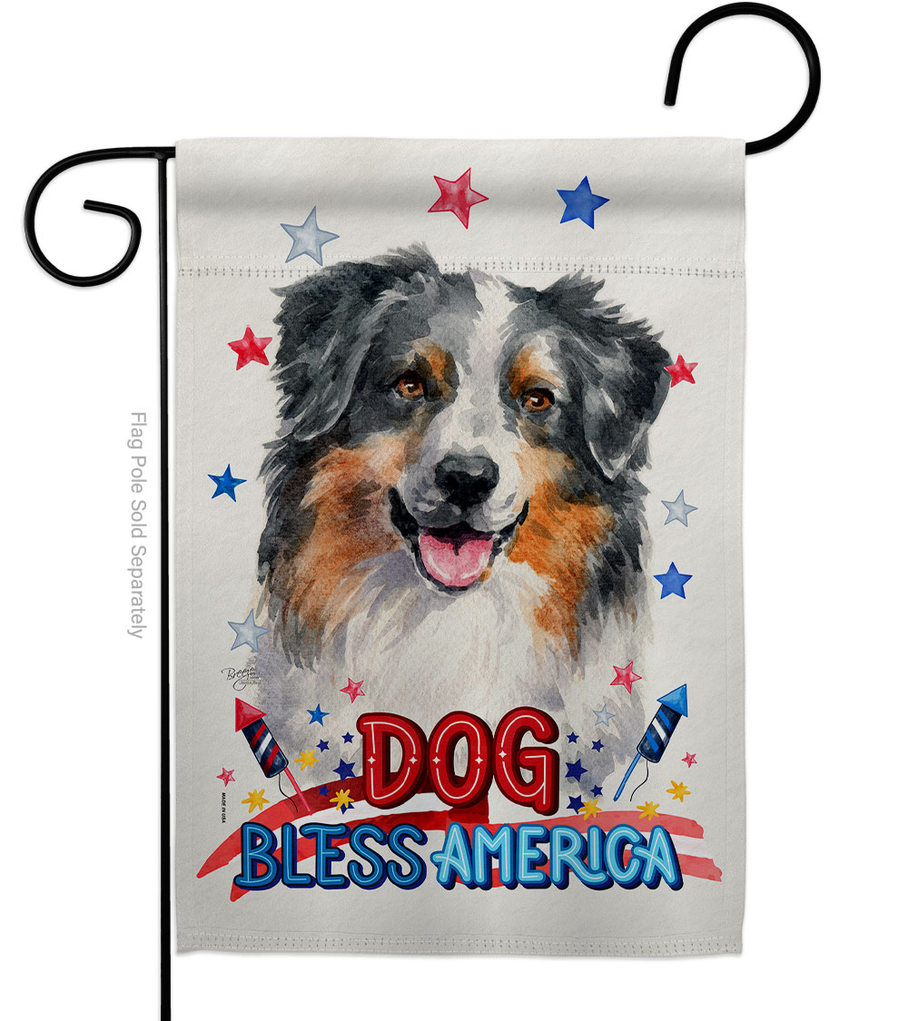 Patriotic Australian Shepherd Animals Dog 13 x 18.5 in. Double-Sided Decorative Vertical Garden Flags for House Decoration Banner Yard Gift