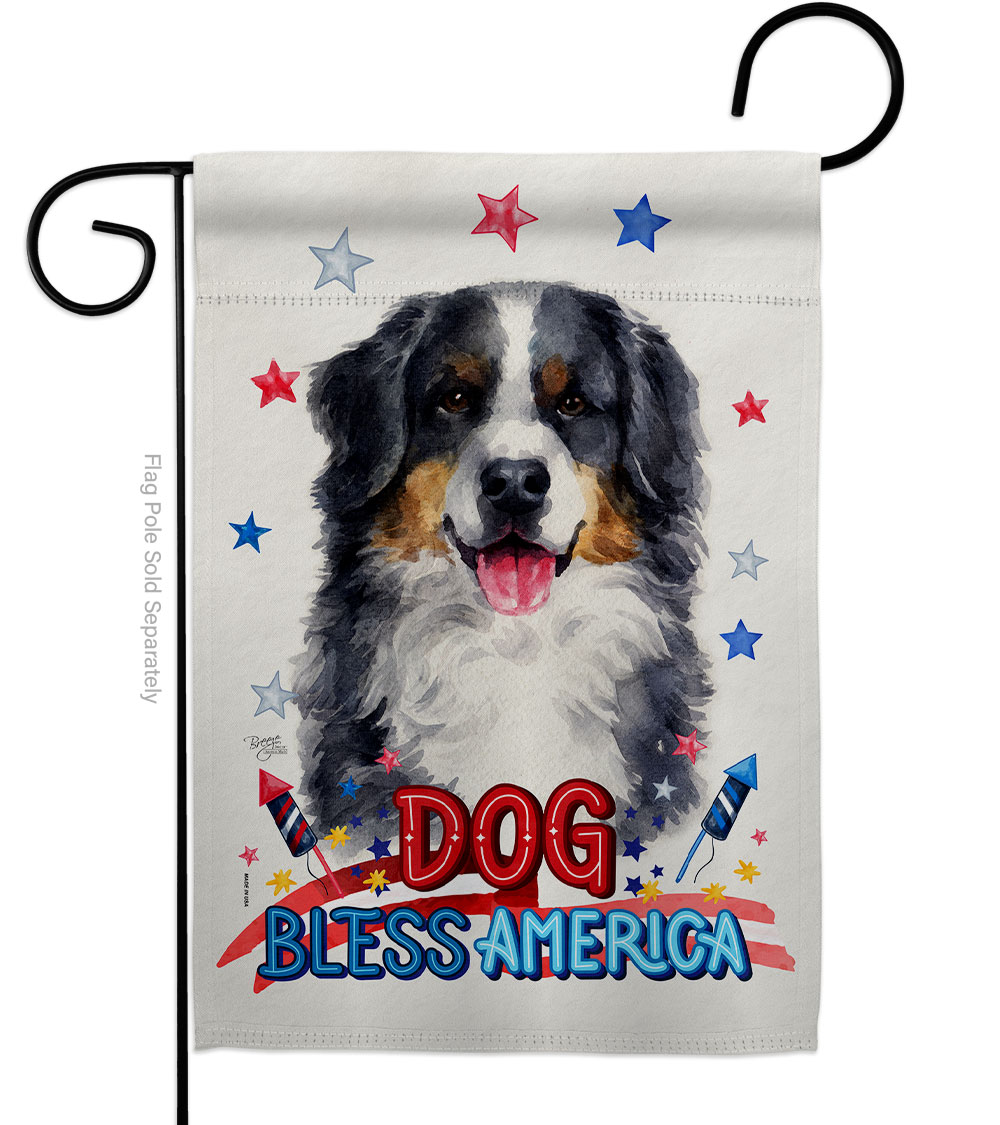 Patriotic Bernese Mountain Animals Dog 13 x 18.5 in. Double-Sided Decorative Vertical Garden Flags for House Decoration Banner Yard Gift