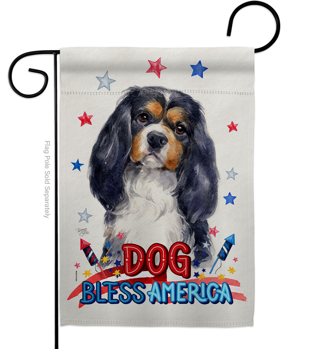 Patriotic Cavalier Spaniel Animals Dog 13 x 18.5 in. Double-Sided Decorative Vertical Garden Flags for House Decoration Banner Yard Gift
