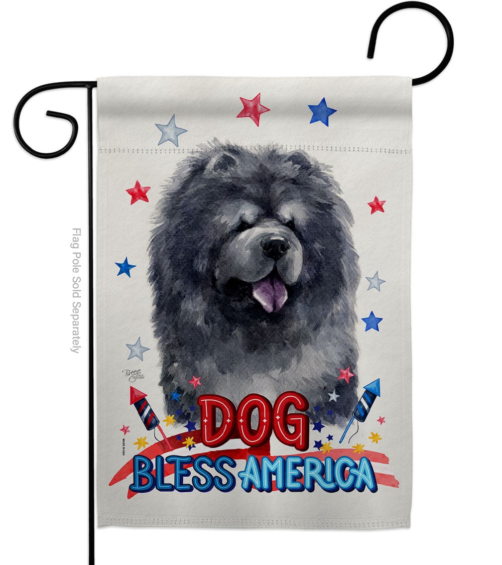 Patriotic Black Chow Animals Dog 13 x 18.5 in. Double-Sided Decorative Vertical Garden Flags for House Decoration Banner Yard Gift