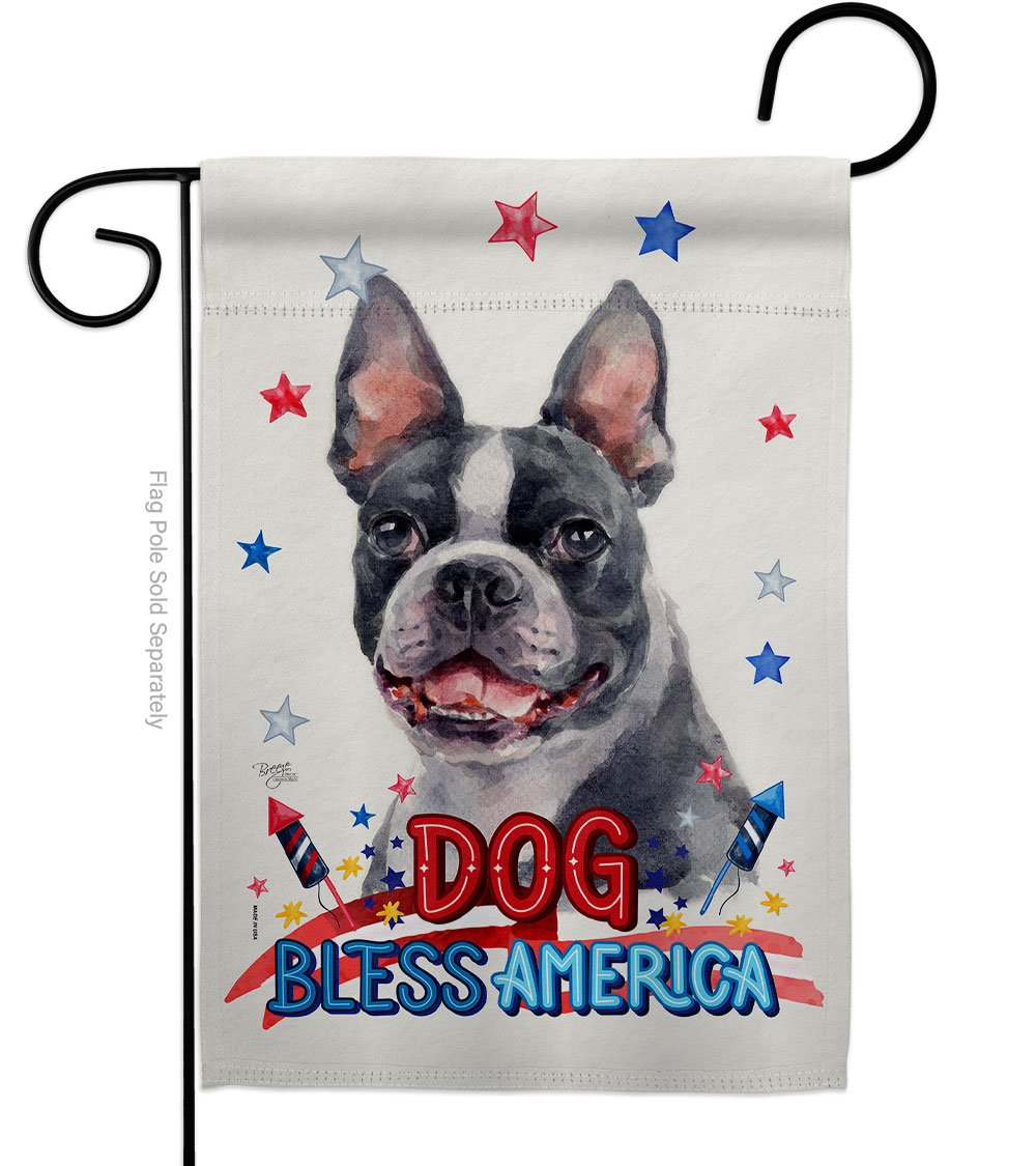 Patriotic Boston Terrier Animals Dog 13 x 18.5 in. Double-Sided Decorative Vertical Garden Flags for House Decoration Banner Yard Gift
