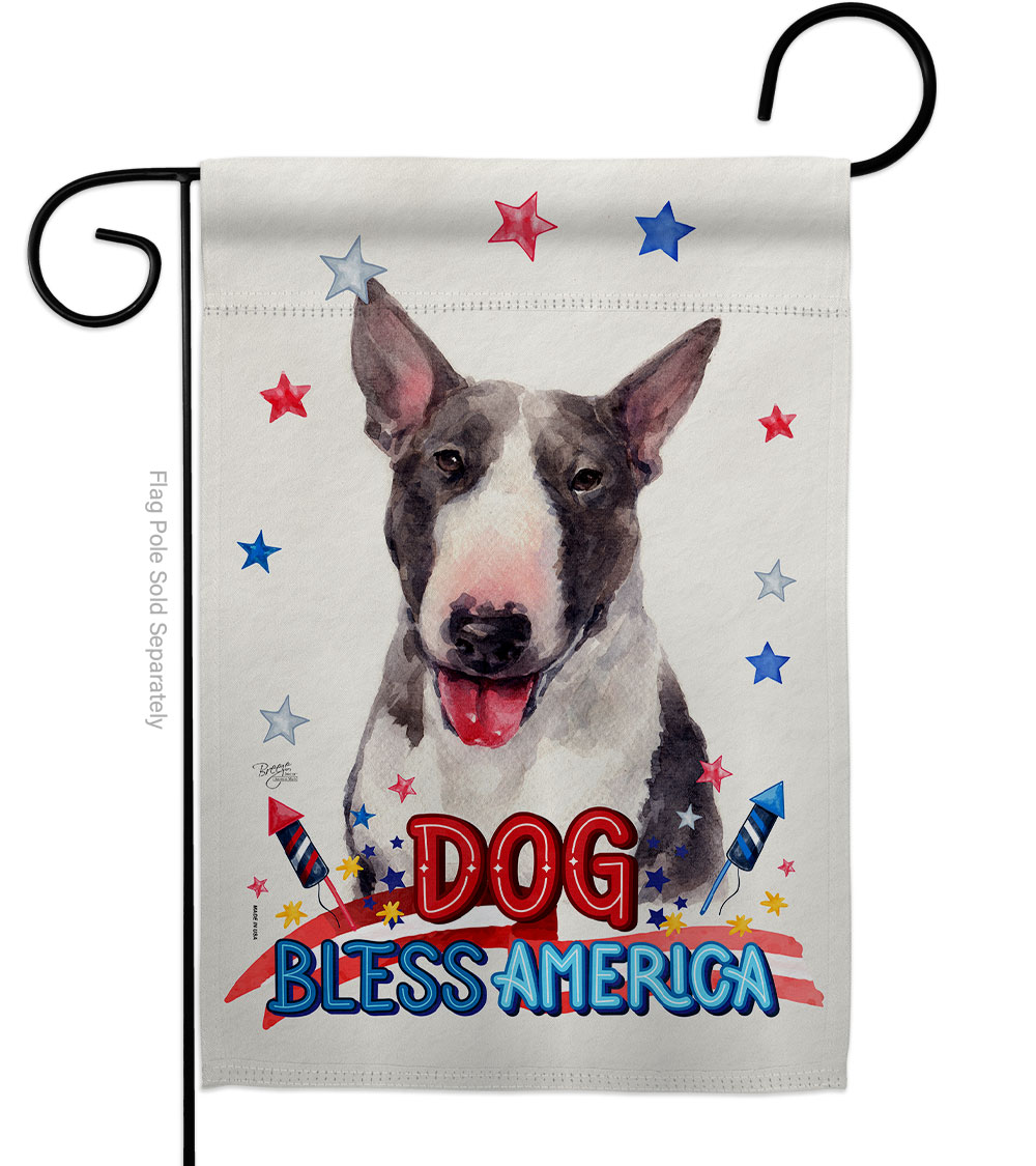 Patriotic Bull Terrier Animals Dog 13 x 18.5 in. Double-Sided Decorative Vertical Garden Flags for House Decoration Banner Yard Gift