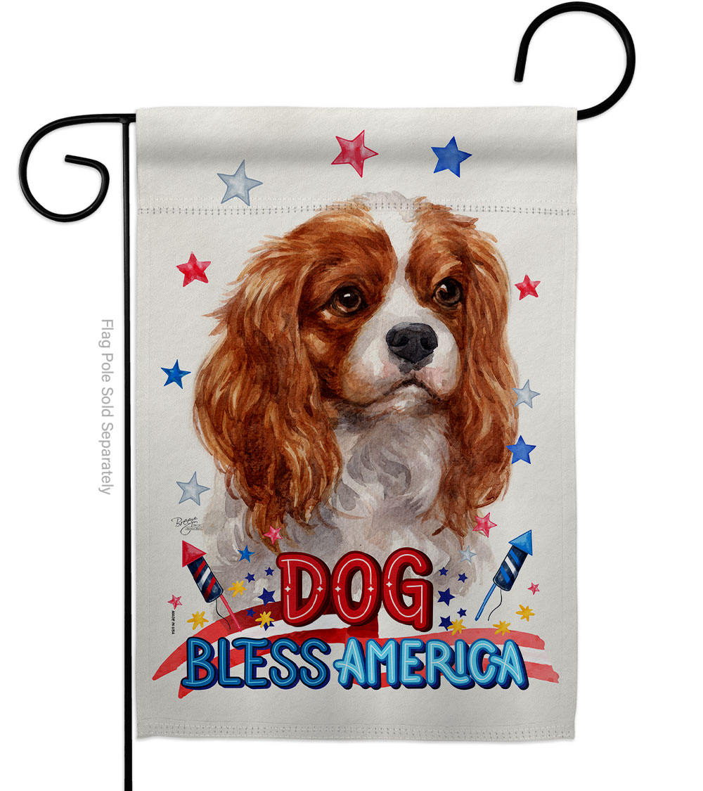 Patriotic Charles Spaniel Animals Dog 13 x 18.5 in. Double-Sided Decorative Vertical Garden Flags for House Decoration Banner Yard Gift