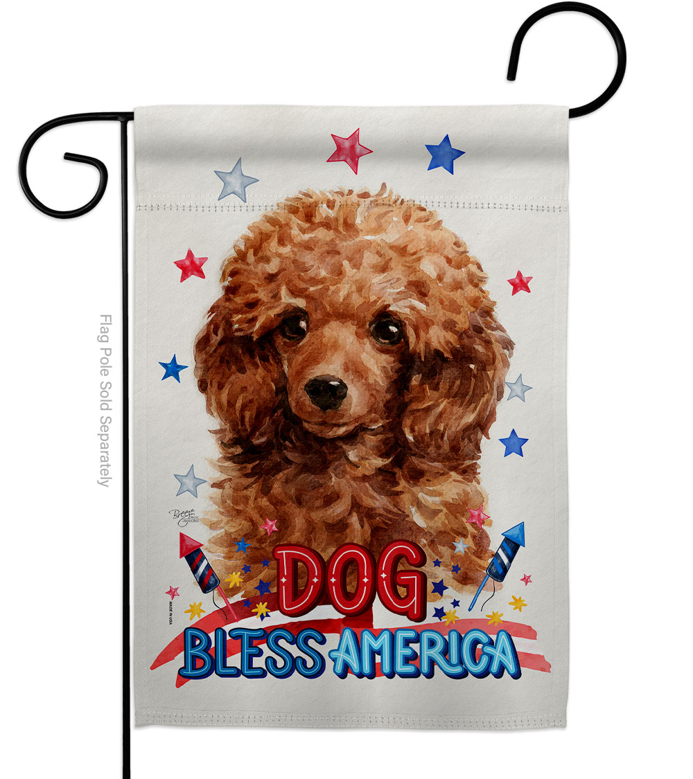 Patriotic Miniature Poodle Animals Dog 13 x 18.5 in. Double-Sided Decorative Vertical Garden Flags for House Decoration Banner Yard Gift