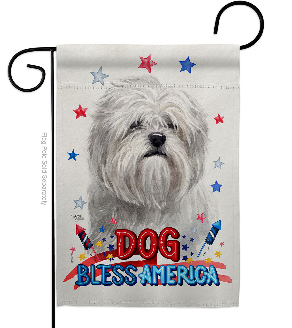Patriotic Lhasa Apso Animals Dog 13 x 18.5 in. Double-Sided Decorative Vertical Garden Flags for House Decoration Banner Yard Gift