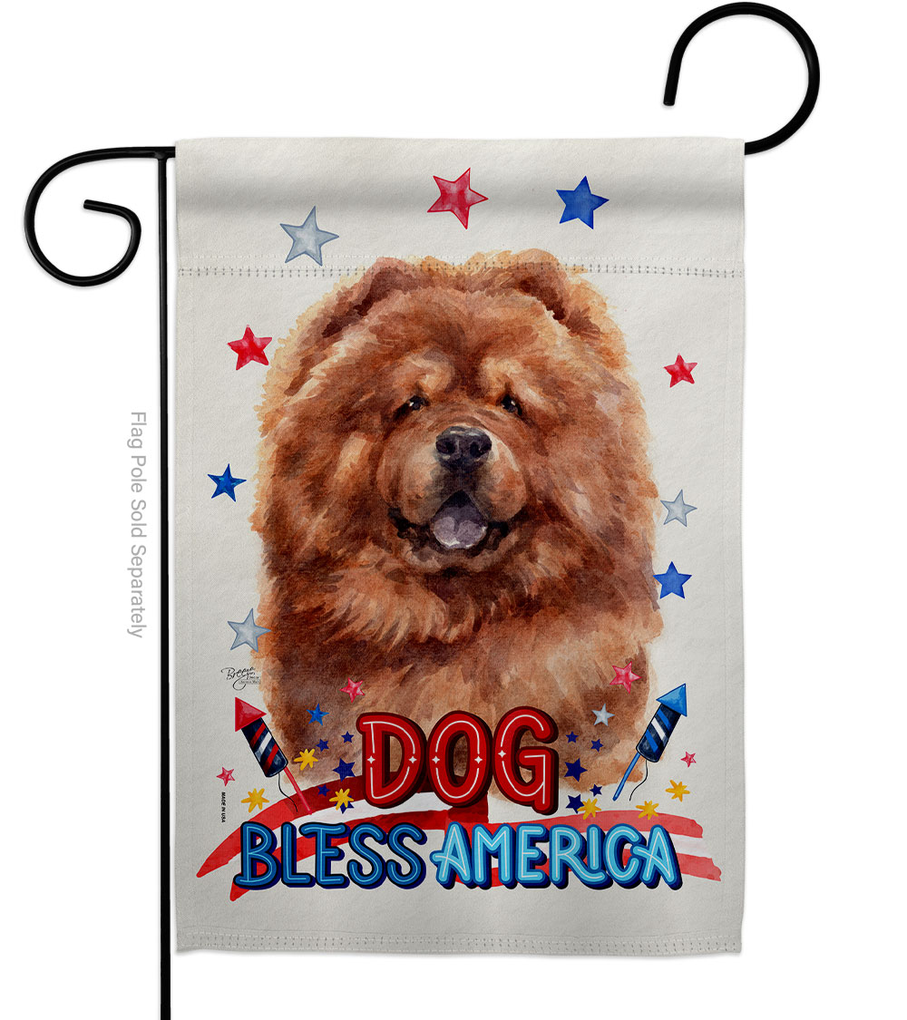 Patriotic Red Chow Animals Dog 13 x 18.5 in. Double-Sided Decorative Vertical Garden Flags for House Decoration Banner Yard Gift