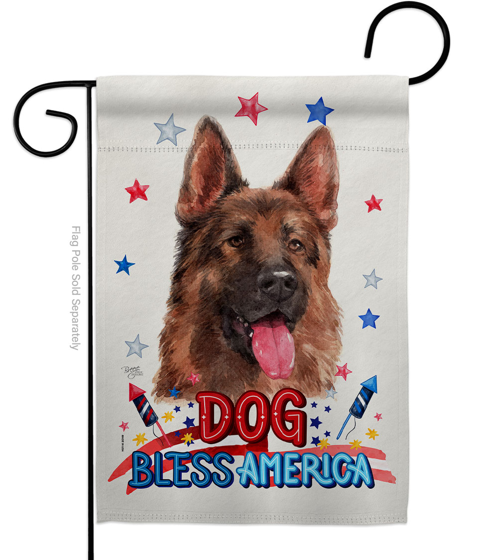 Patriotic Red German Shepherd Animals Dog 13 x 18.5 in. Double-Sided Decorative Vertical Garden Flags for House Decoration Banner Yard Gift