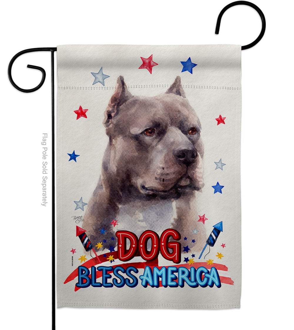 Patriotic Blue Pitbull Animals Dog 13 x 18.5 in. Double-Sided Decorative Vertical Garden Flags for House Decoration Banner Yard Gift