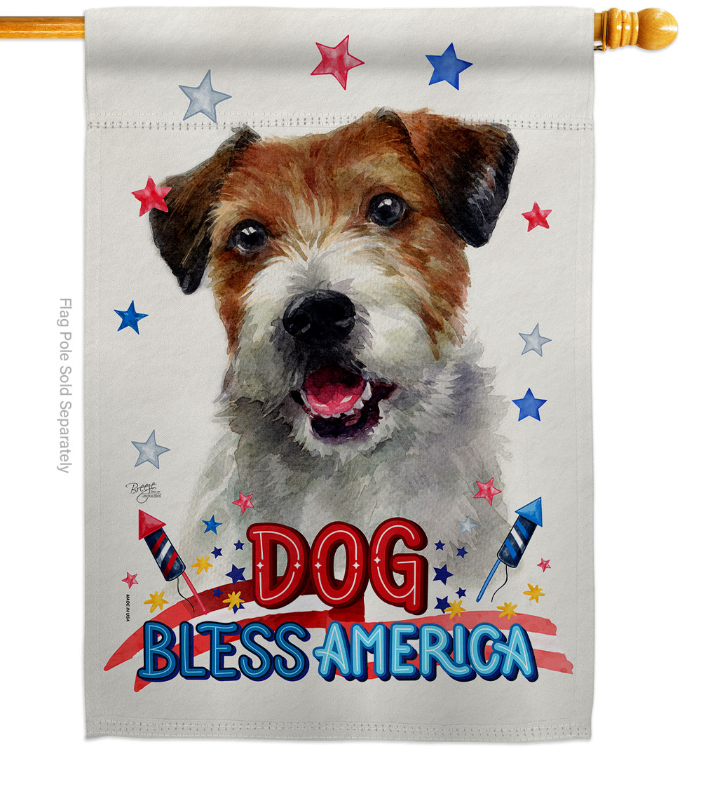 Patriotic Parson Russell Terrier Animals Dog 28 x 40 in. Double-Sided Decorative Vertical House Flag for Decoration Banner Garden Yard Gift