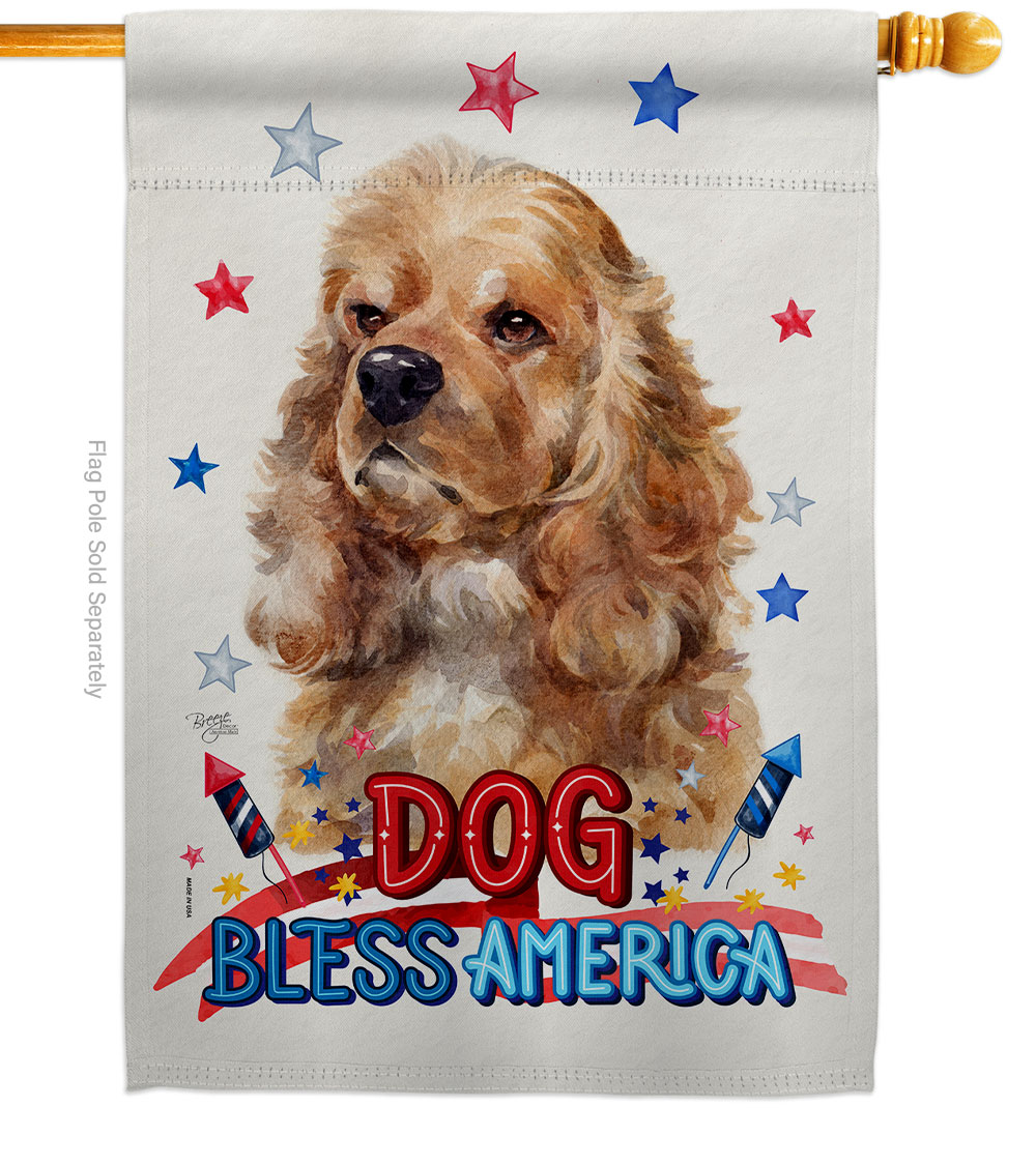 Patriotic Cocker Spaniel Animals Dog 28 x 40 in. Double-Sided Decorative Vertical House Flag for Decoration Banner Garden Yard Gift