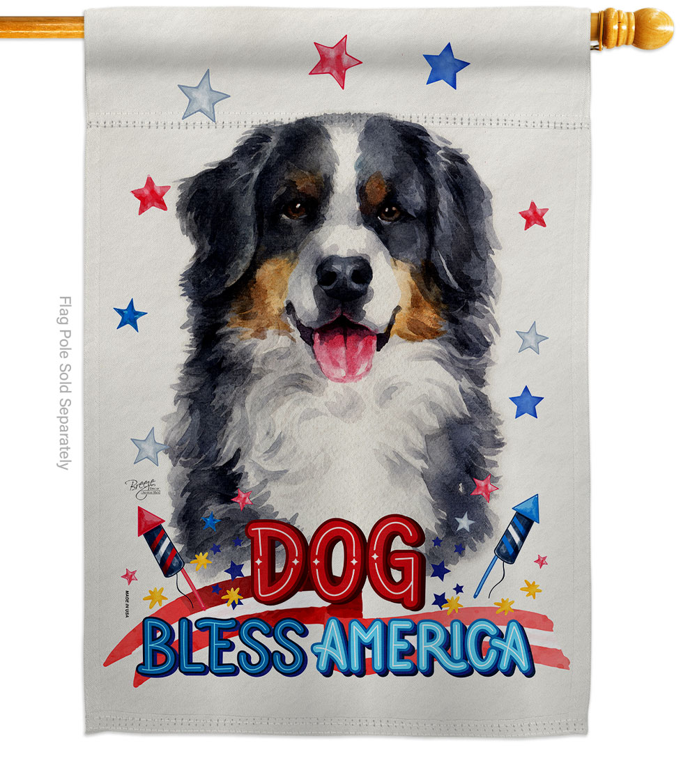 Patriotic Bernese Mountain Animals Dog 28 x 40 in. Double-Sided Decorative Vertical House Flag for Decoration Banner Garden Yard Gift
