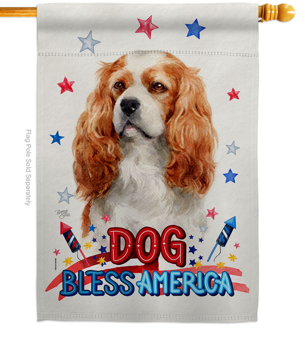 Patriotic Cavalier King Spaniel Animals Dog 28 x 40 in. Double-Sided Decorative Vertical House Flag for Decoration Banner Garden Yard Gift