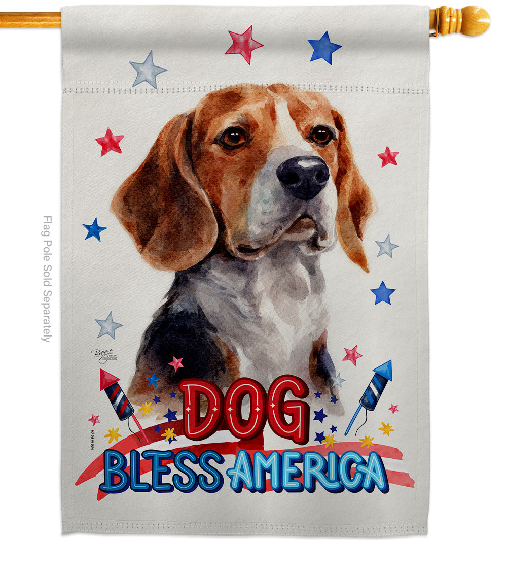 Patriotic Beagle Hound Animals Dog 28 x 40 in. Double-Sided Decorative Vertical House Flag for Decoration Banner Garden Yard Gift