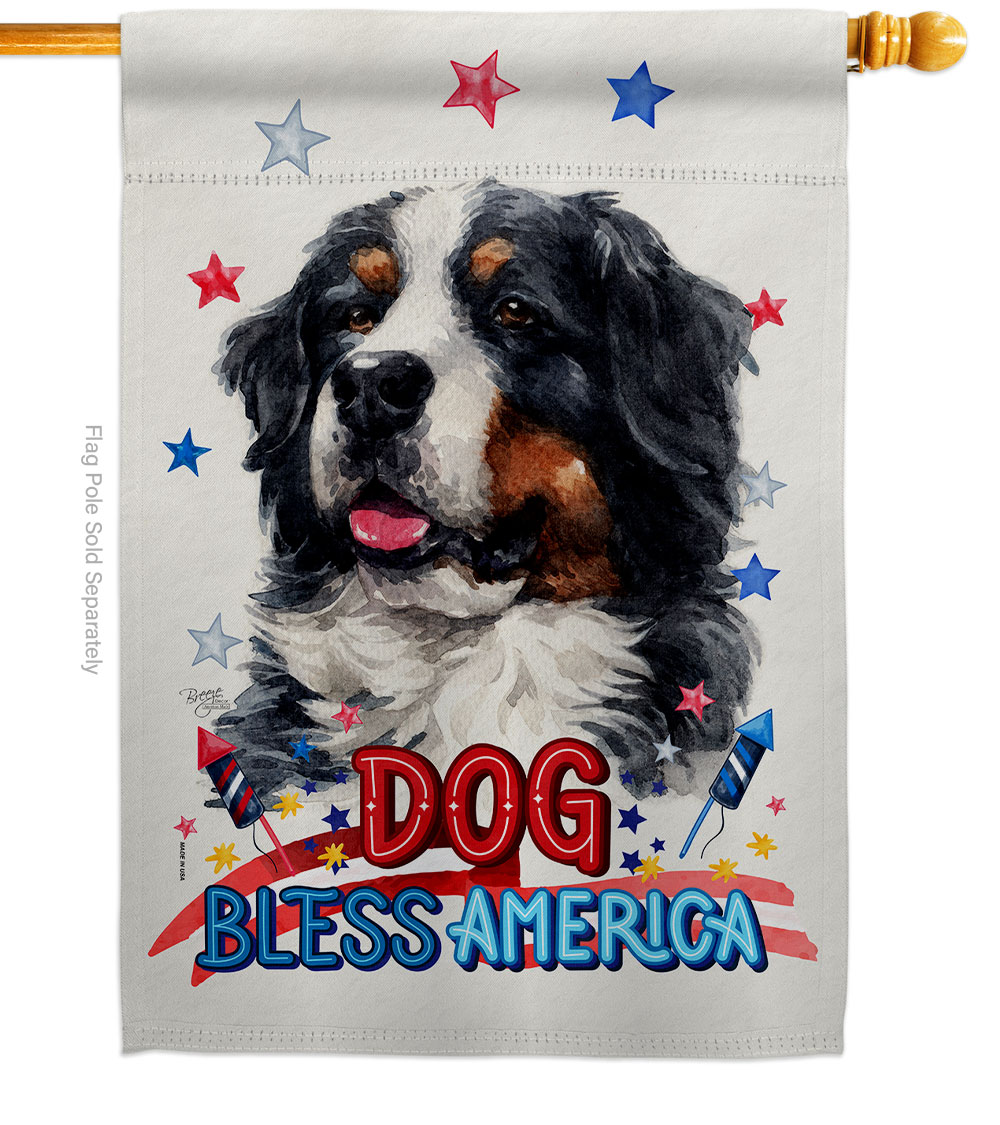 Patriotic Bernese Cattle Animals Dog 28 x 40 in. Double-Sided Decorative Vertical House Flag for Decoration Banner Garden Yard Gift