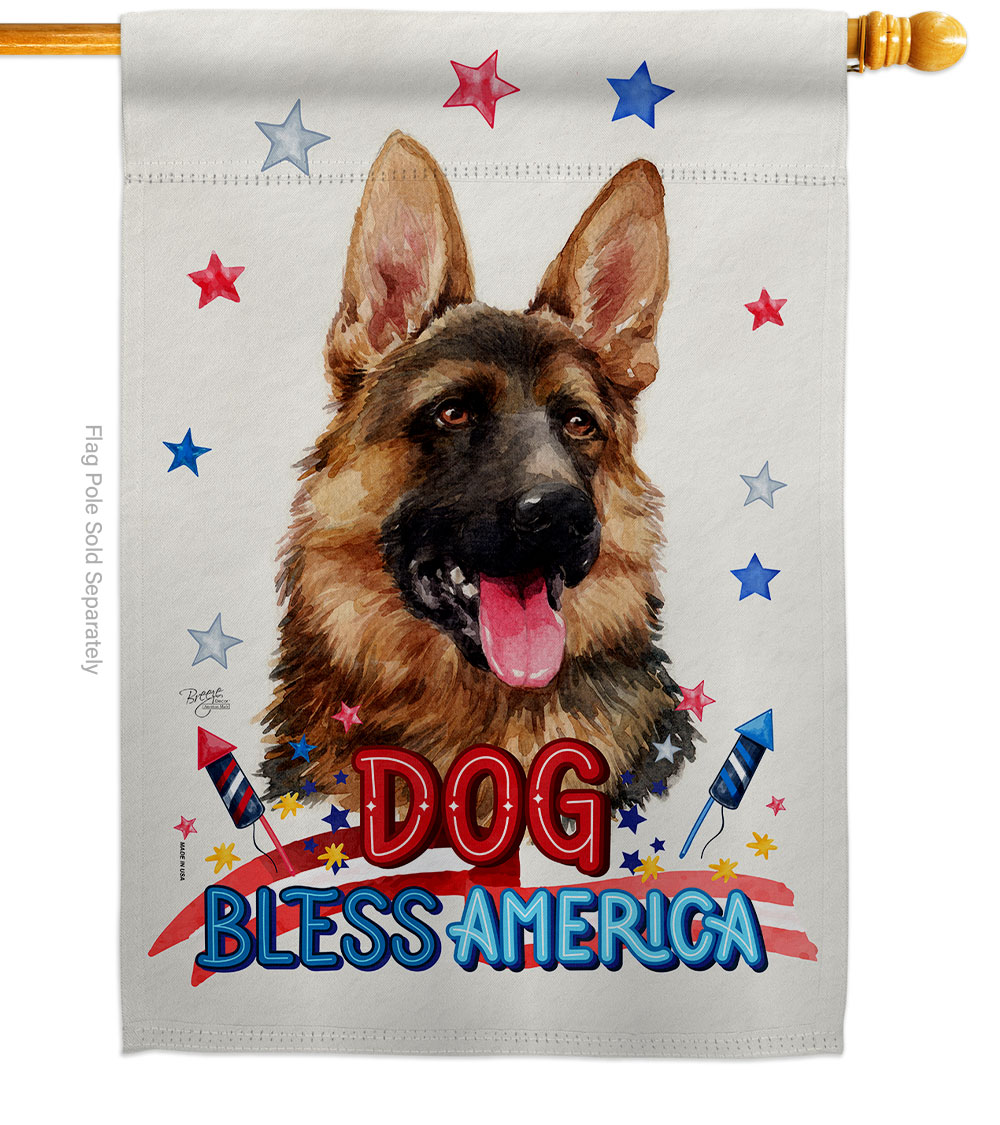Patriotic German Shepherd Animals Dog 28 x 40 in. Double-Sided Decorative Vertical House Flag for Decoration Banner Garden Yard Gift