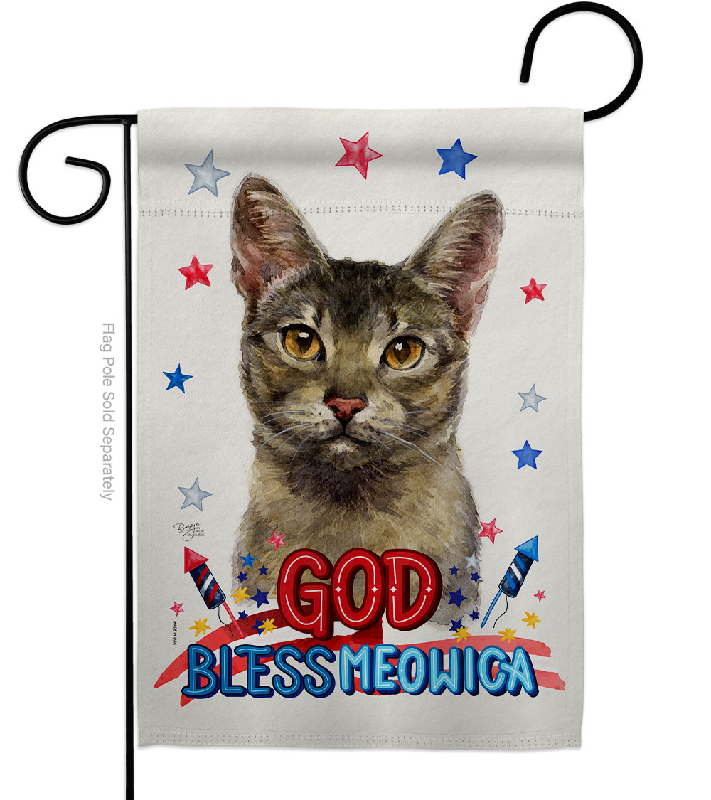 Patriotic Abyssiniar Animals Cat 13 x 18.5 in. Double-Sided Decorative Vertical Garden Flags for House Decoration Banner Yard Gift