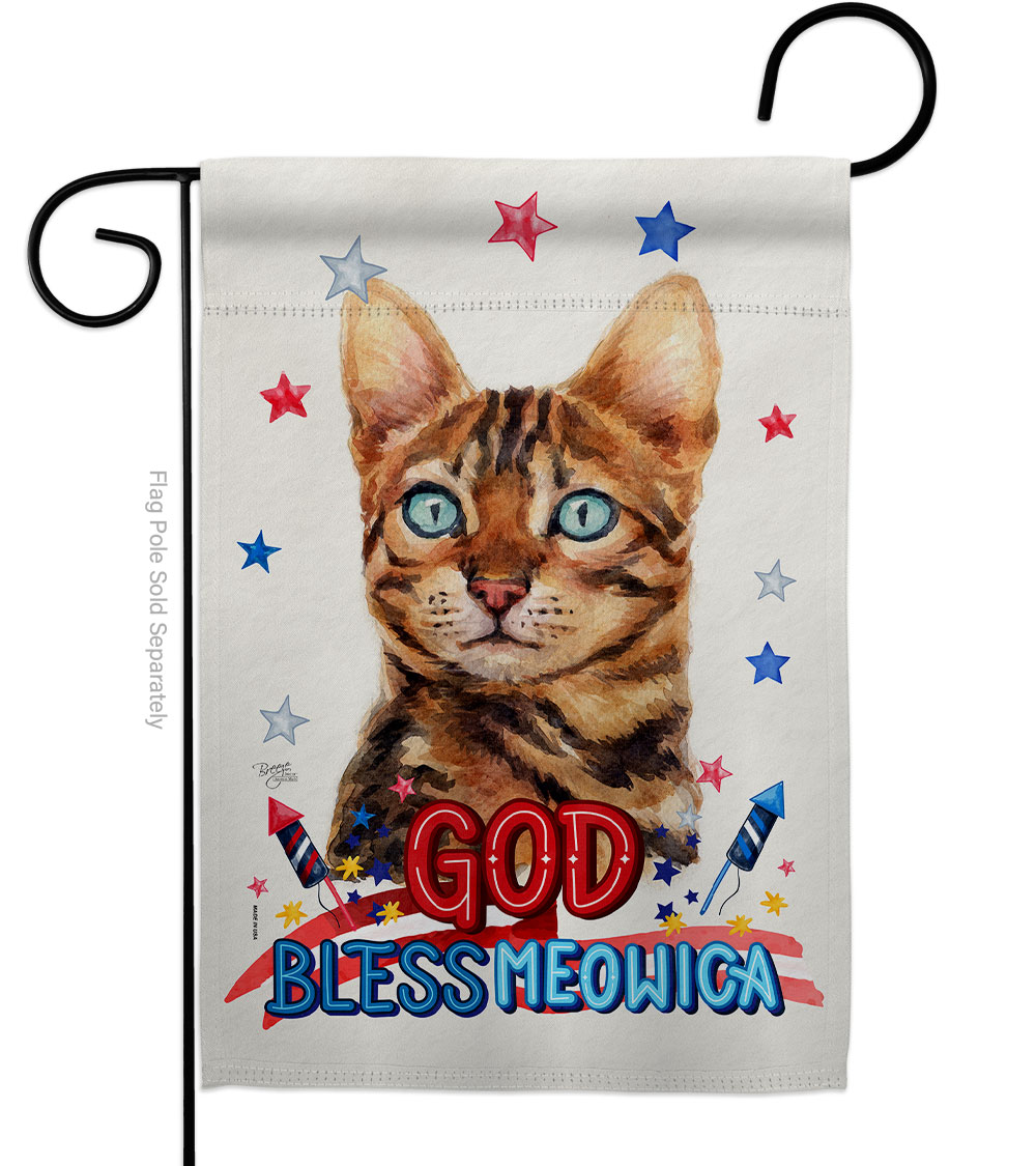 Patriotic Brown Bengal Animals Cat 13 x 18.5 in. Double-Sided Decorative Vertical Garden Flags for House Decoration Banner Yard Gift