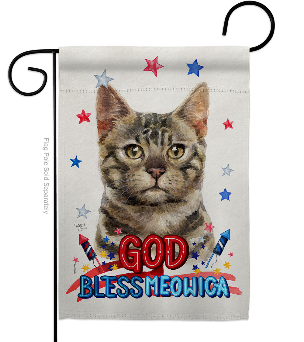 Patriotic Bengal Animals Cat 13 x 18.5 in. Double-Sided Decorative Vertical Garden Flags for House Decoration Banner Yard Gift