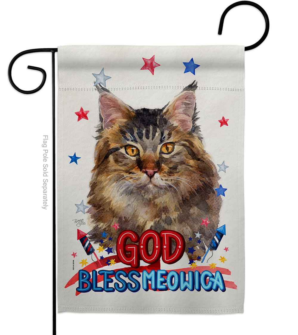 Patriotic Maine Coon Animals Cat 13 x 18.5 in. Double-Sided Decorative Vertical Garden Flags for House Decoration Banner Yard Gift