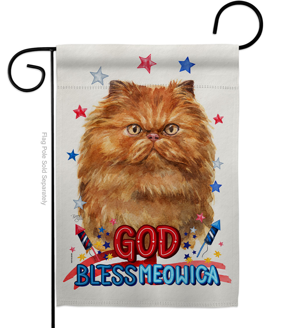 Patriotic Tan Persian Animals Cat 13 x 18.5 in. Double-Sided Decorative Vertical Garden Flags for House Decoration Banner Yard Gift
