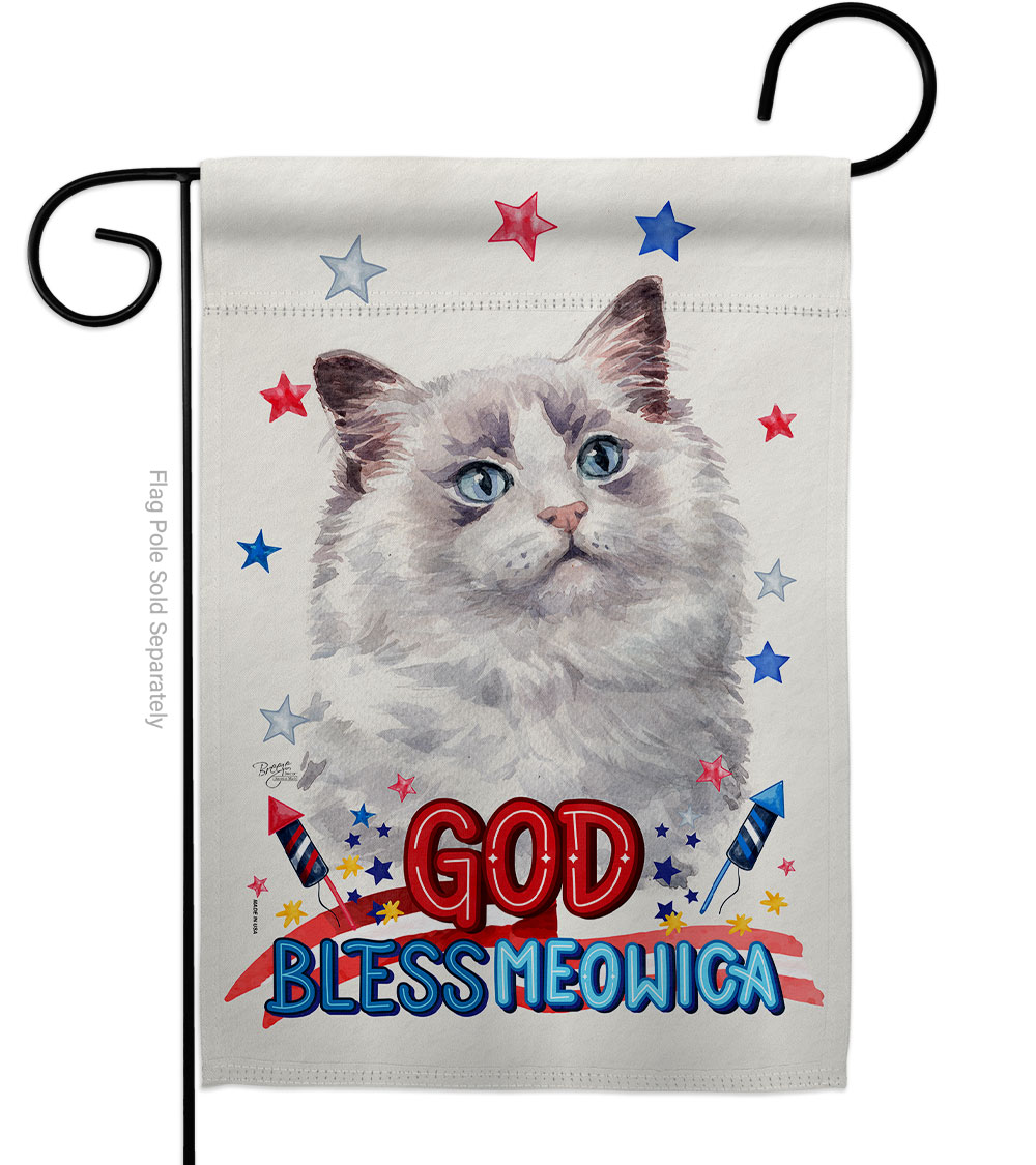 Patriotic Bicolor Ragdoll Animals Cat 13 x 18.5 in. Double-Sided Decorative Vertical Garden Flags for House Decoration Banner Yard Gift