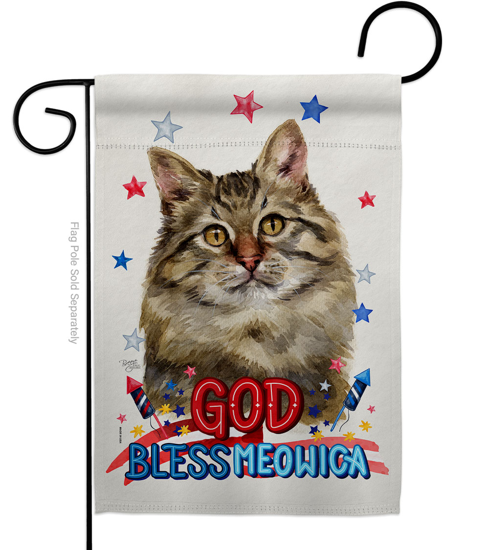 Patriotic Siberian Animals Cat 13 x 18.5 in. Double-Sided Decorative Vertical Garden Flags for House Decoration Banner Yard Gift