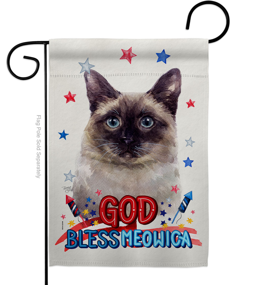 Patriotic Siamese Animals Cat 13 x 18.5 in. Double-Sided Decorative Vertical Garden Flags for House Decoration Banner Yard Gift