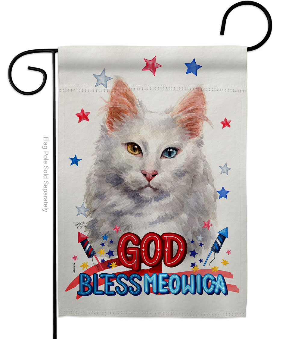 Patriotic Turkish Angora Animals Cat 13 x 18.5 in. Double-Sided Decorative Vertical Garden Flags for House Decoration Banner Yard Gift