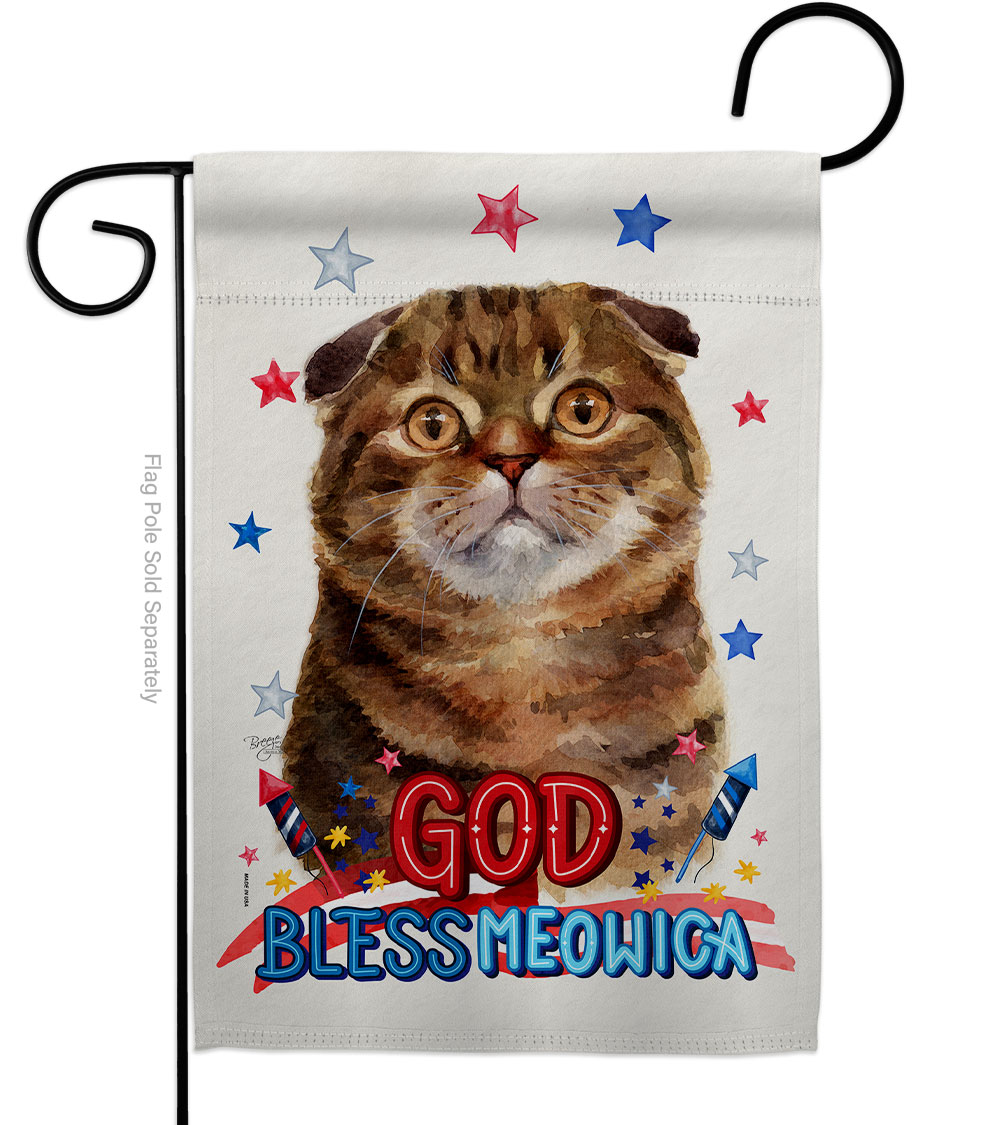 Patriotic Scot Fold Animals Cat 13 x 18.5 in. Double-Sided Decorative Vertical Garden Flags for House Decoration Banner Yard Gift