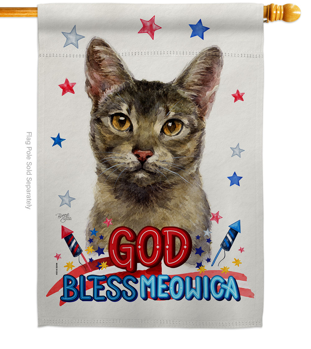 Patriotic Abyssiniar Animals Cat 28 x 40 in. Double-Sided Decorative Vertical House Flag for Decoration Banner Garden Yard Gift