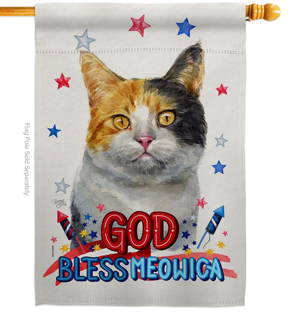 Patriotic Dilute Calico Animals Cat 28 x 40 in. Double-Sided Decorative Vertical House Flag for Decoration Banner Garden Yard Gift