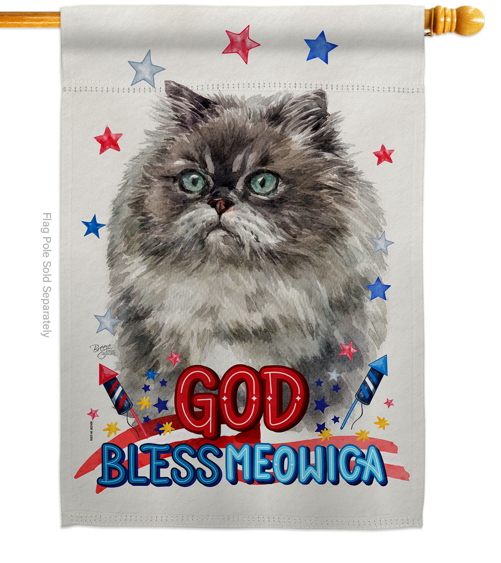 Patriotic Himalayan Animals Cat 28 x 40 in. Double-Sided Decorative Vertical House Flag for Decoration Banner Garden Yard Gift